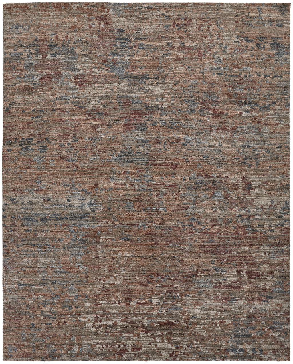 12' X 15' Red And Blue Wool Abstract Hand Knotted Area Rug