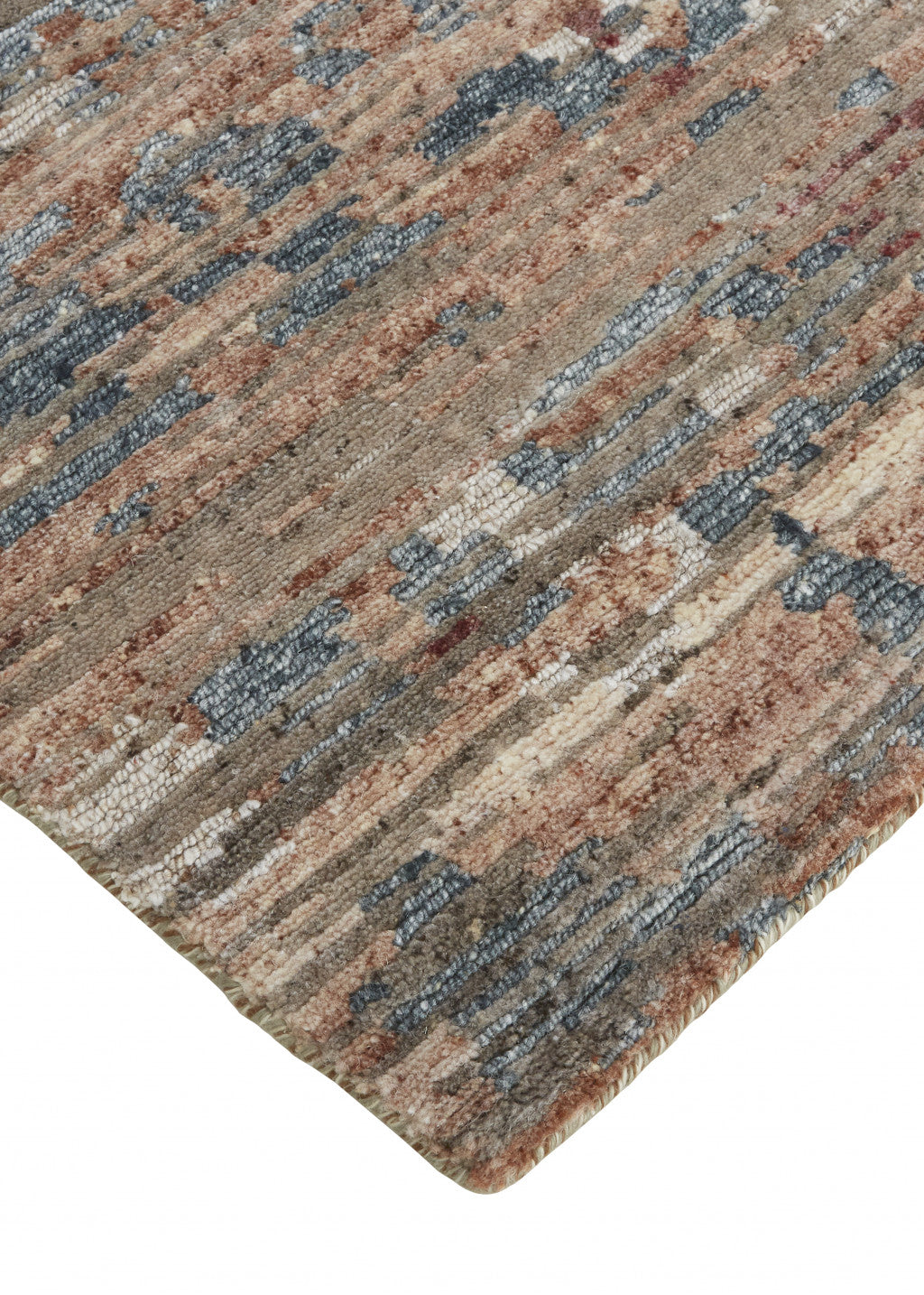 9' X 12' Red And Blue Wool Abstract Hand Knotted Area Rug