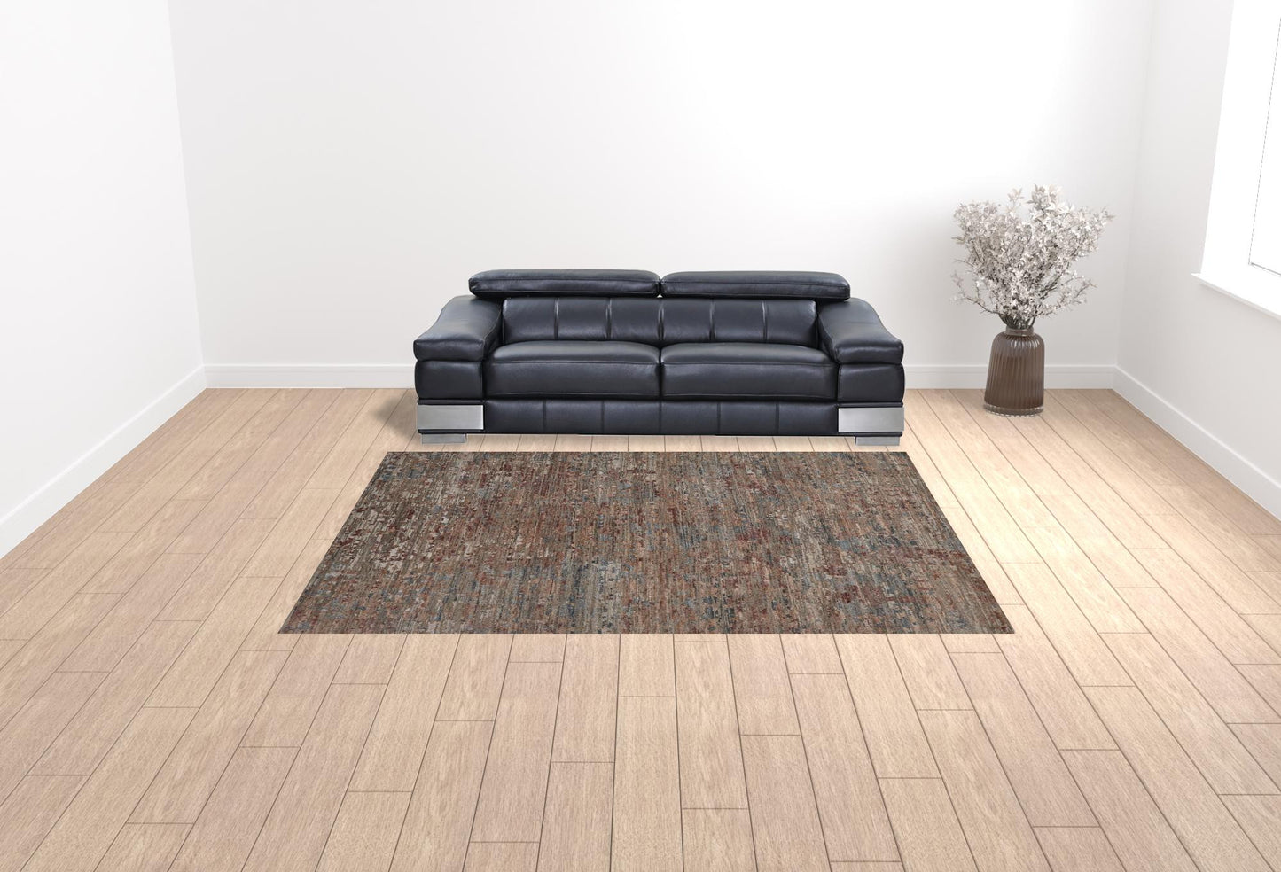 9' X 12' Red And Blue Wool Abstract Hand Knotted Area Rug