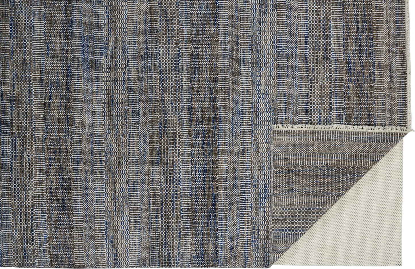 12' X 15' Gray Wool Striped Hand Knotted Area Rug