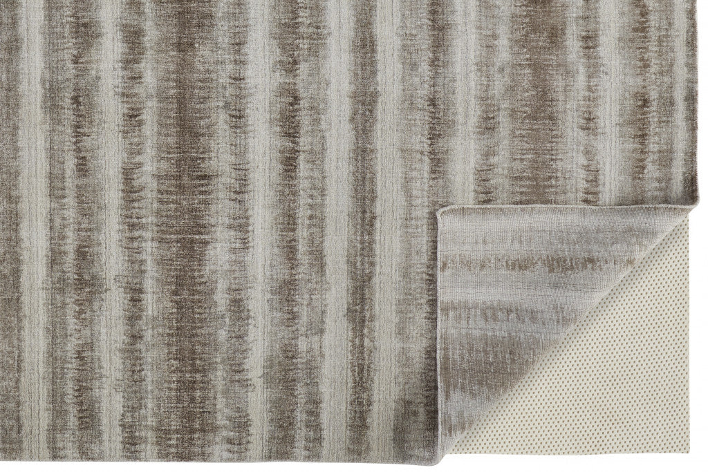 12' X 15' Tan Ivory And Brown Abstract Hand Woven Area Rug