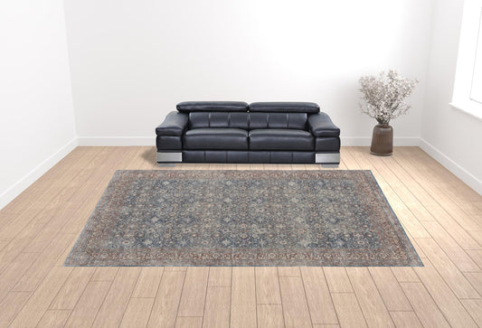 12' X 15' Blue And Red Floral Power Loom Stain Resistant Area Rug