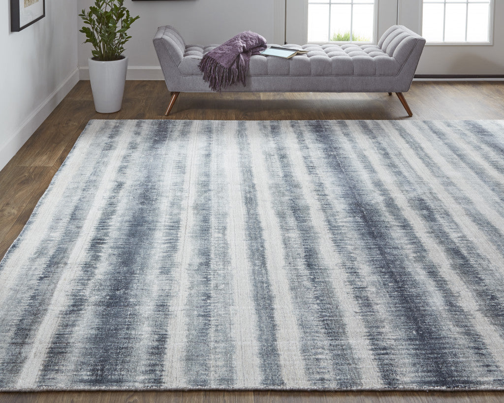12' X 15' Ivory And Blue Abstract Hand Woven Area Rug