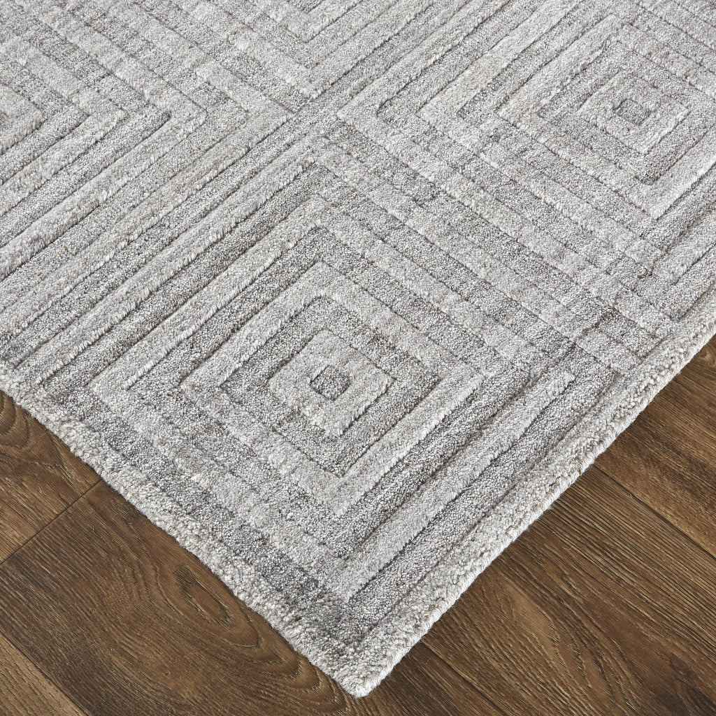 12' X 15' Gray And Silver Striped Hand Woven Area Rug