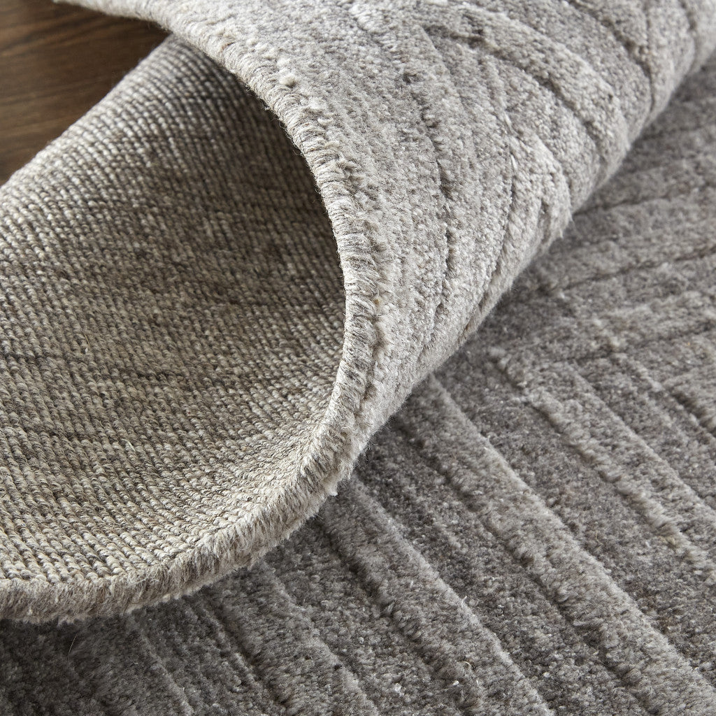 12' X 15' Gray And Silver Striped Hand Woven Area Rug