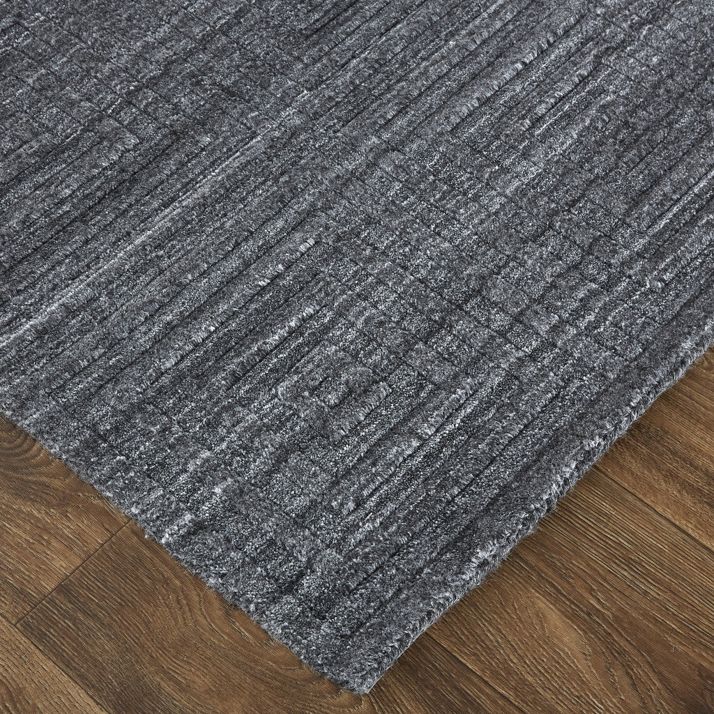 12' X 15' Gray And Black Striped Hand Woven Area Rug