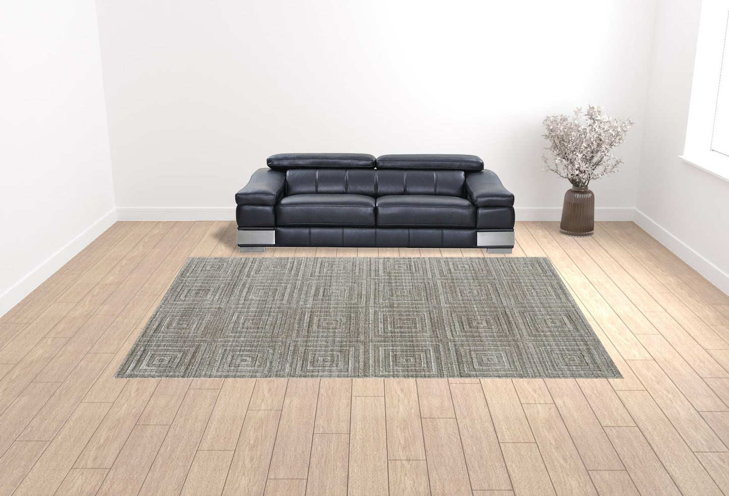 10' X 14' Gray And Silver Striped Hand Woven Area Rug