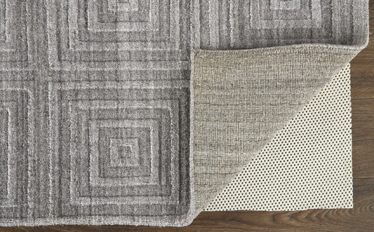 10' X 14' Gray And Silver Striped Hand Woven Area Rug
