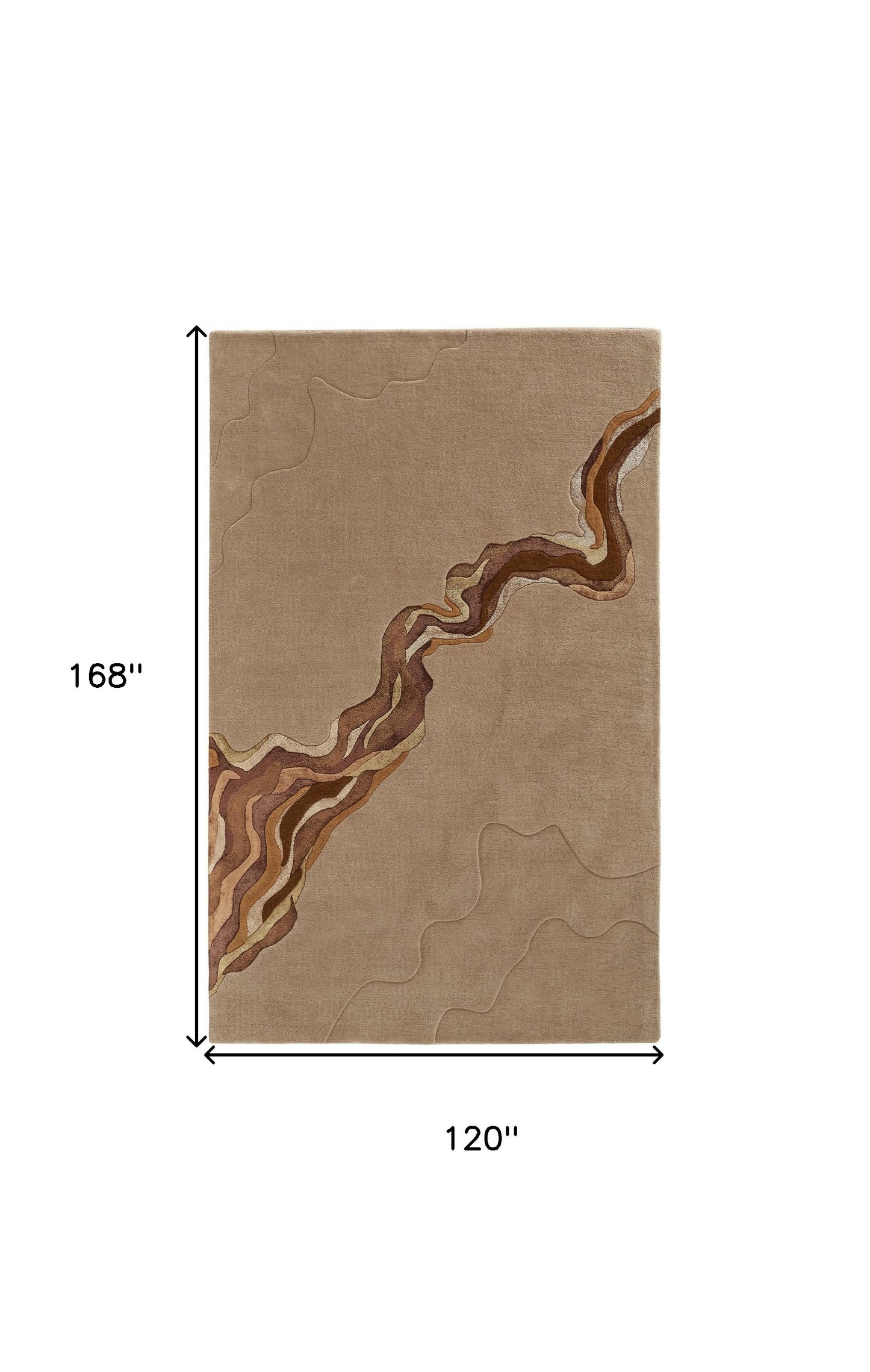 10' X 14' Tan And Orange Wool Abstract Tufted Handmade Area Rug