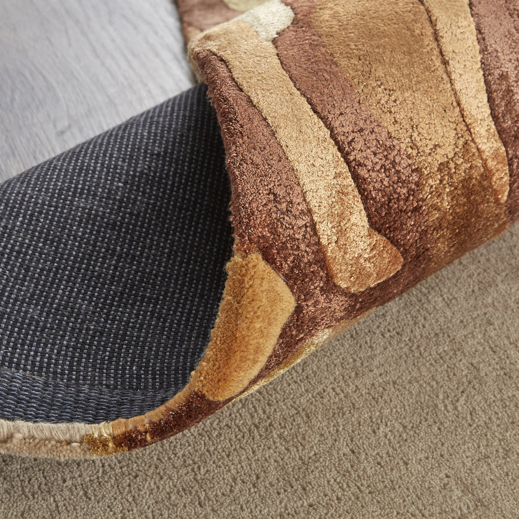 10' X 14' Tan And Orange Wool Abstract Tufted Handmade Area Rug