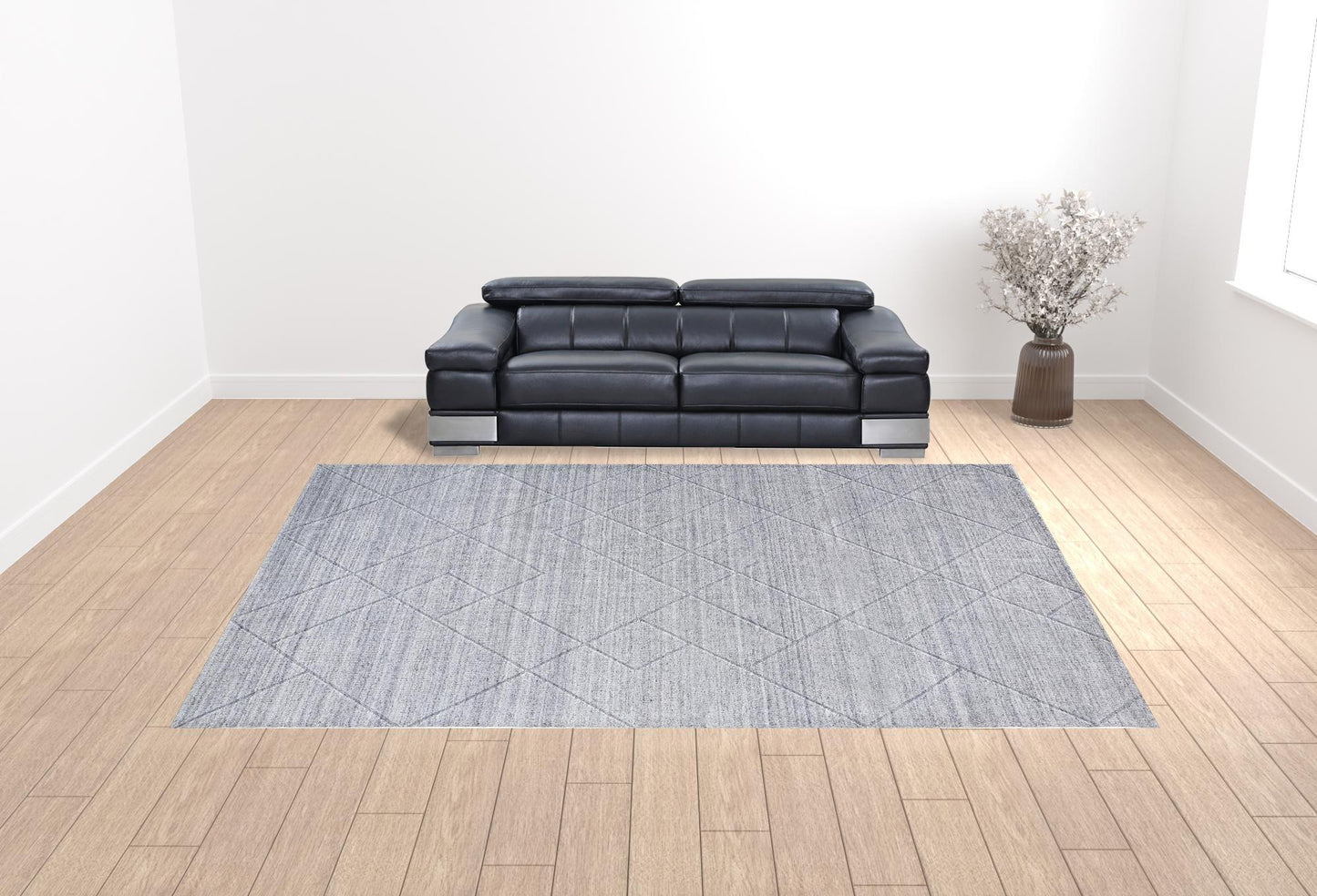 12' X 15' Gray And Silver Striped Hand Woven Area Rug