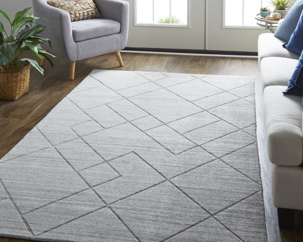 12' X 15' Gray And Silver Striped Hand Woven Area Rug
