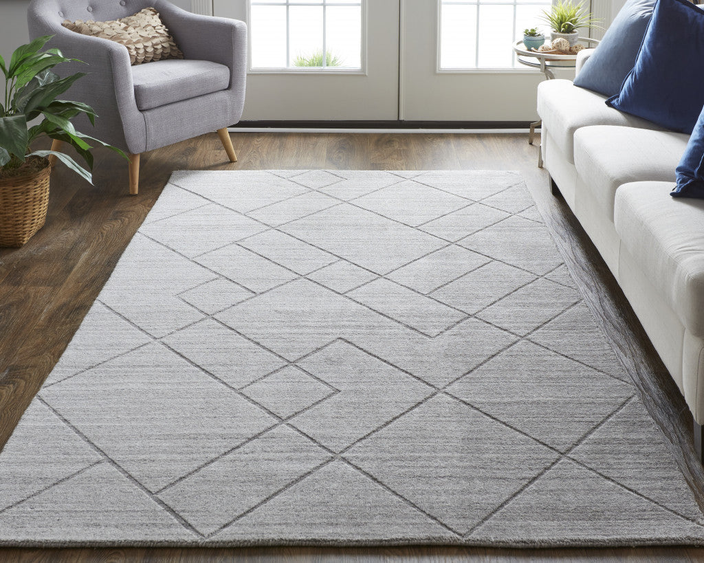 12' X 15' Gray And Silver Striped Hand Woven Area Rug