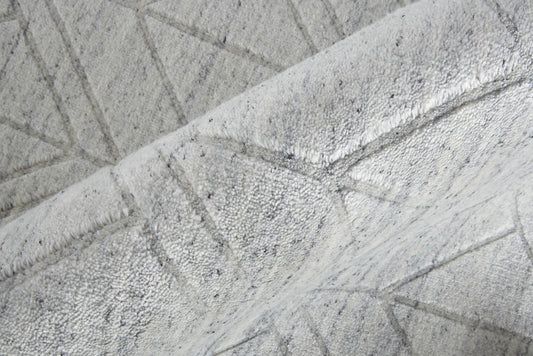 12' X 15' White And Silver Striped Hand Woven Area Rug