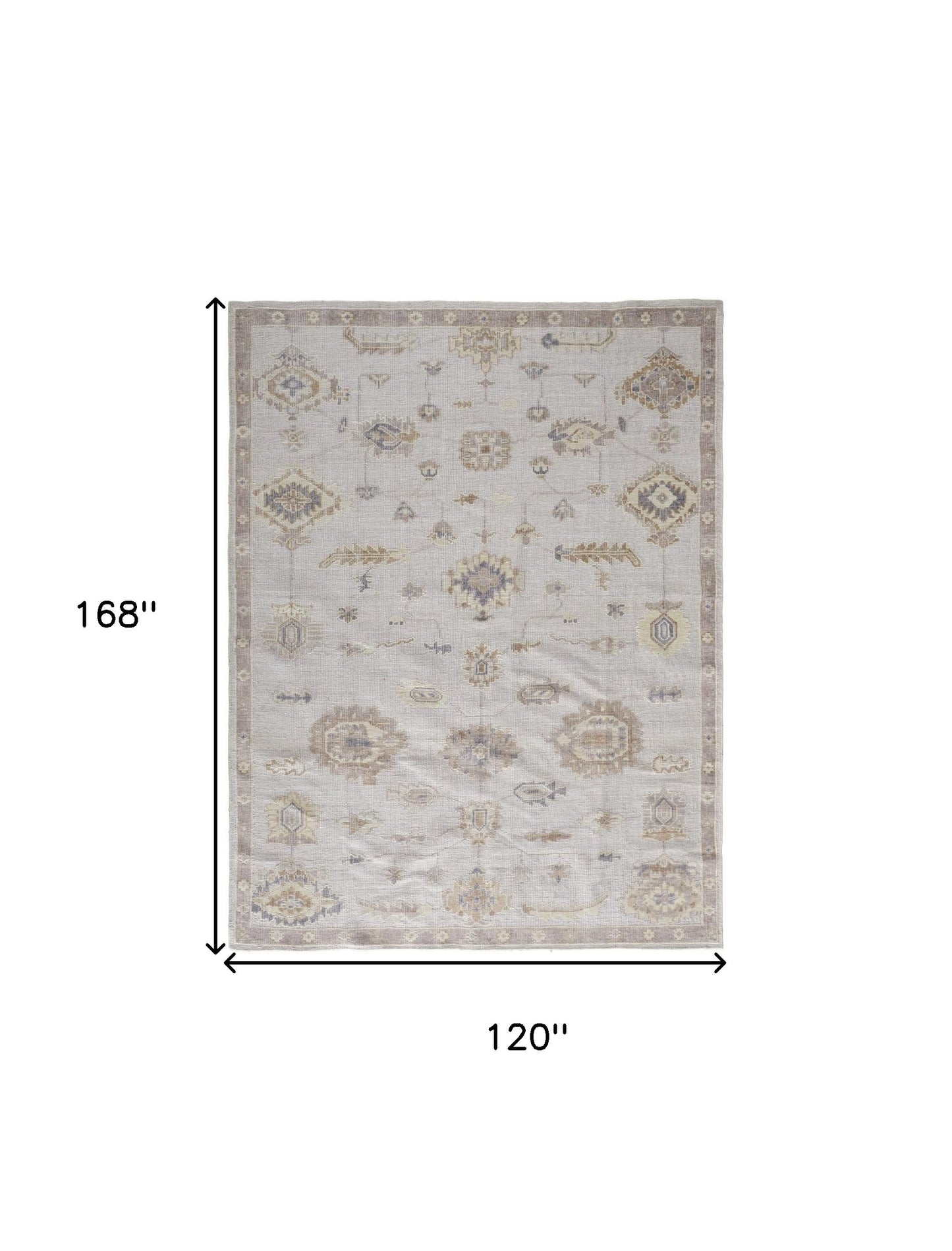 10' X 14' Ivory And Orange Floral Hand Knotted Stain Resistant Area Rug