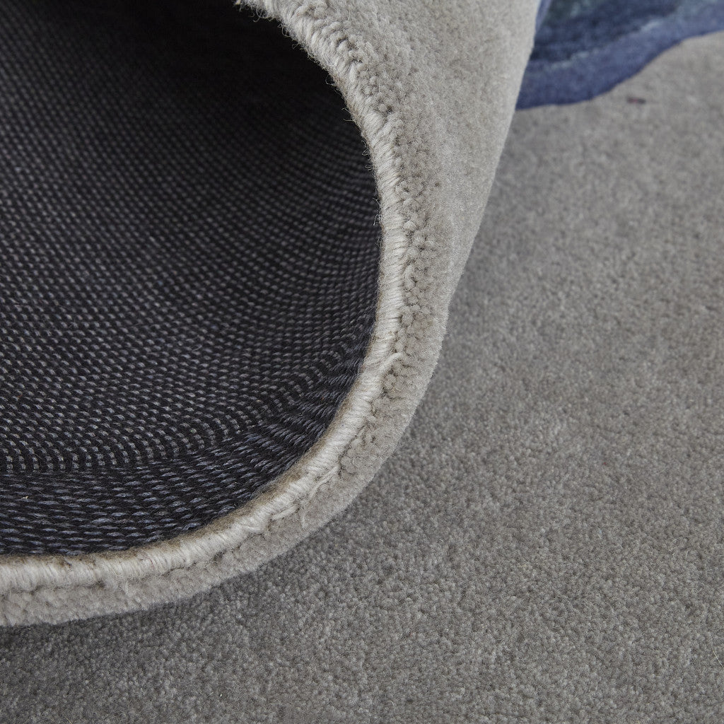 12' X 15' Gray And Blue Wool Abstract Tufted Handmade Area Rug
