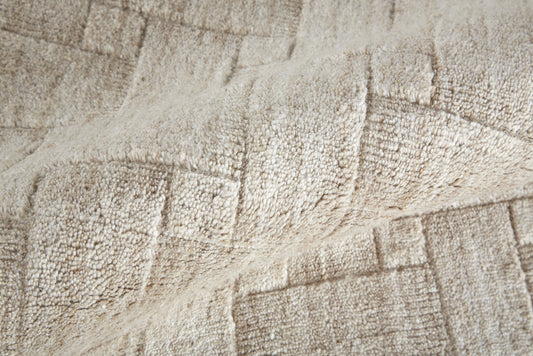 10' X 14' Ivory Striped Hand Woven Area Rug