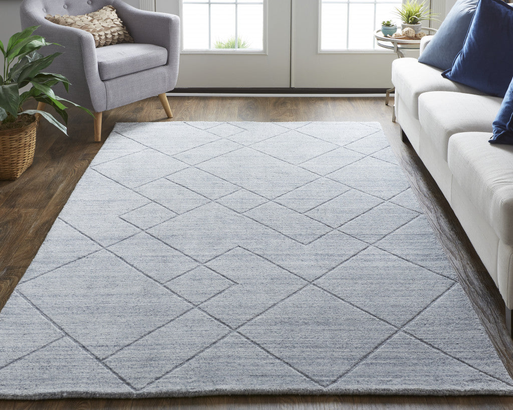 10' X 14' Ivory And Silver Striped Hand Woven Area Rug