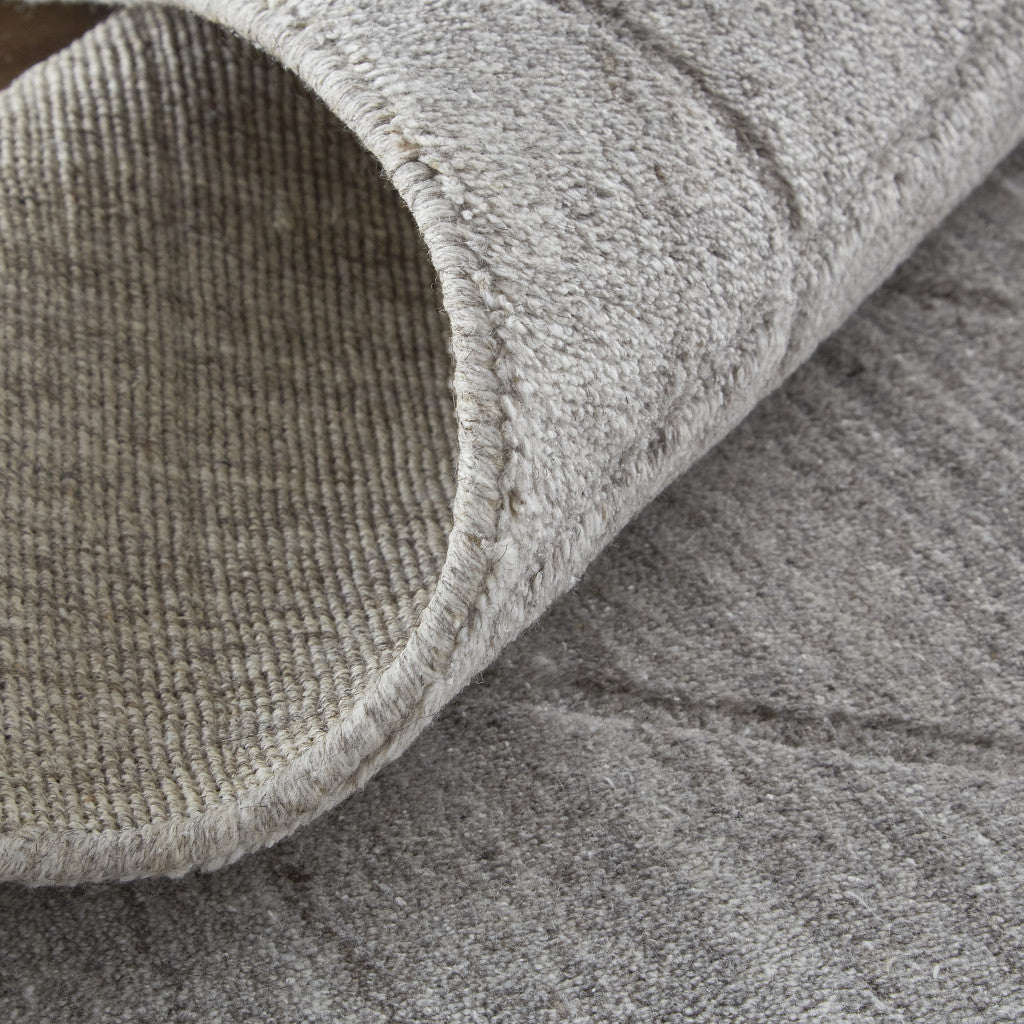 12' X 15' Ivory And Silver Striped Hand Woven Area Rug