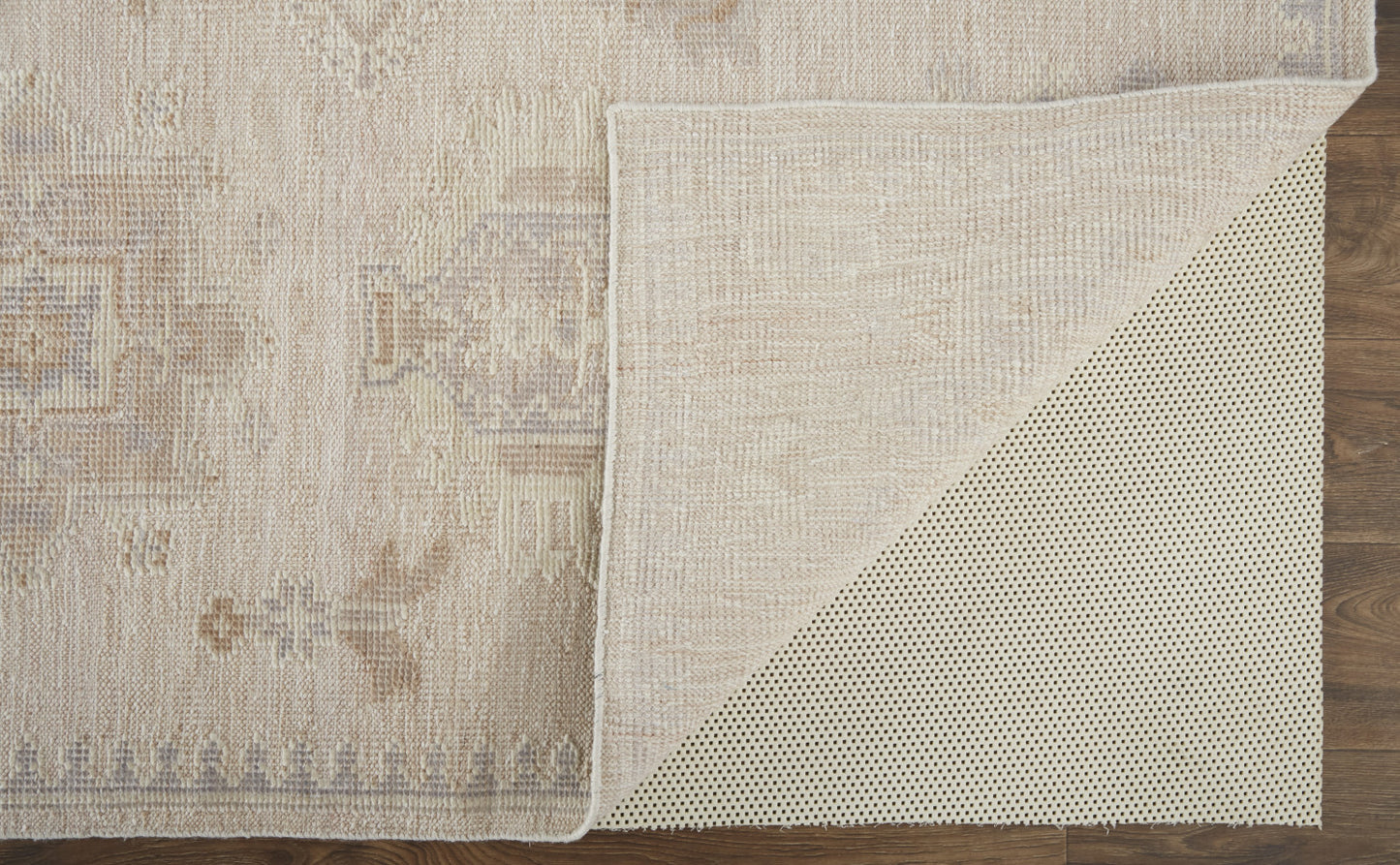 12' X 15' Tan And Brown Floral Hand Knotted Stain Resistant Area Rug