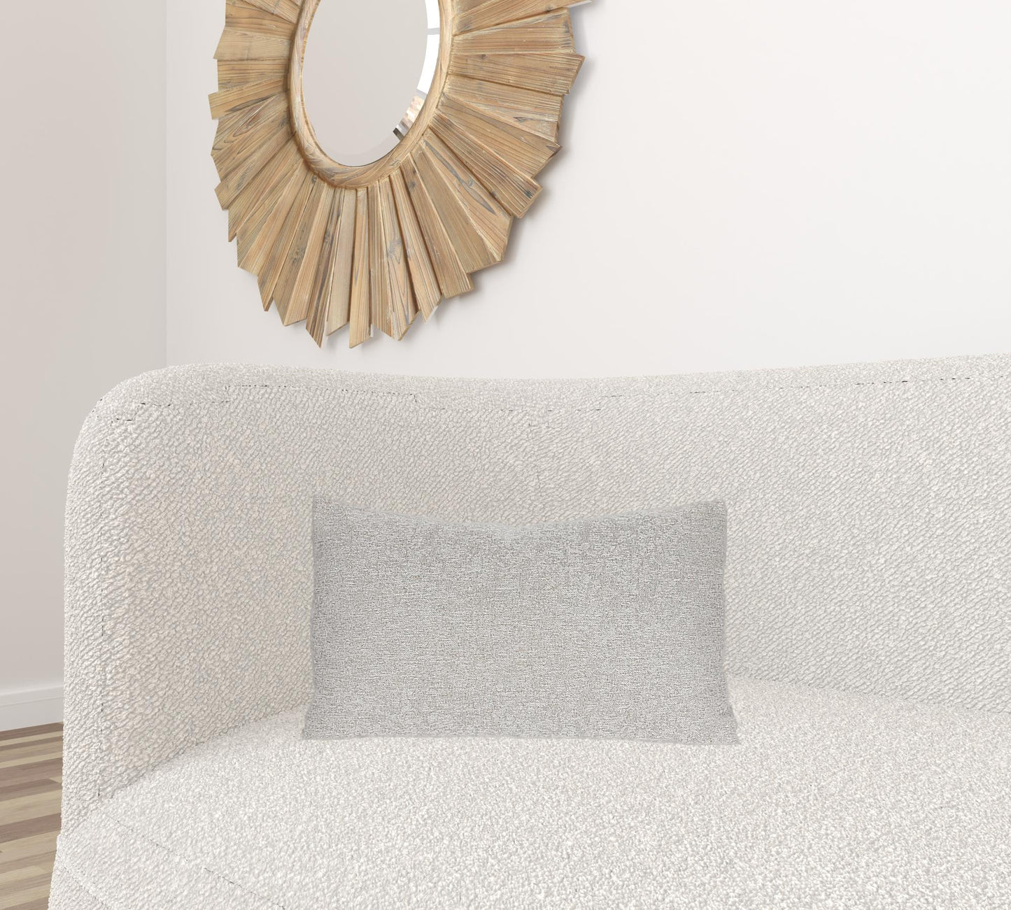 13" X 21" Gray Polyester Zippered Pillow