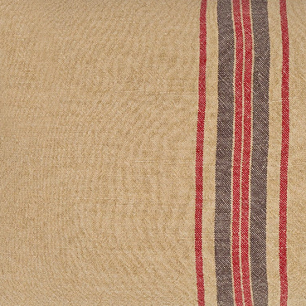 16" X 24" Brown and Red Striped Linen Blend Zippered Pillow