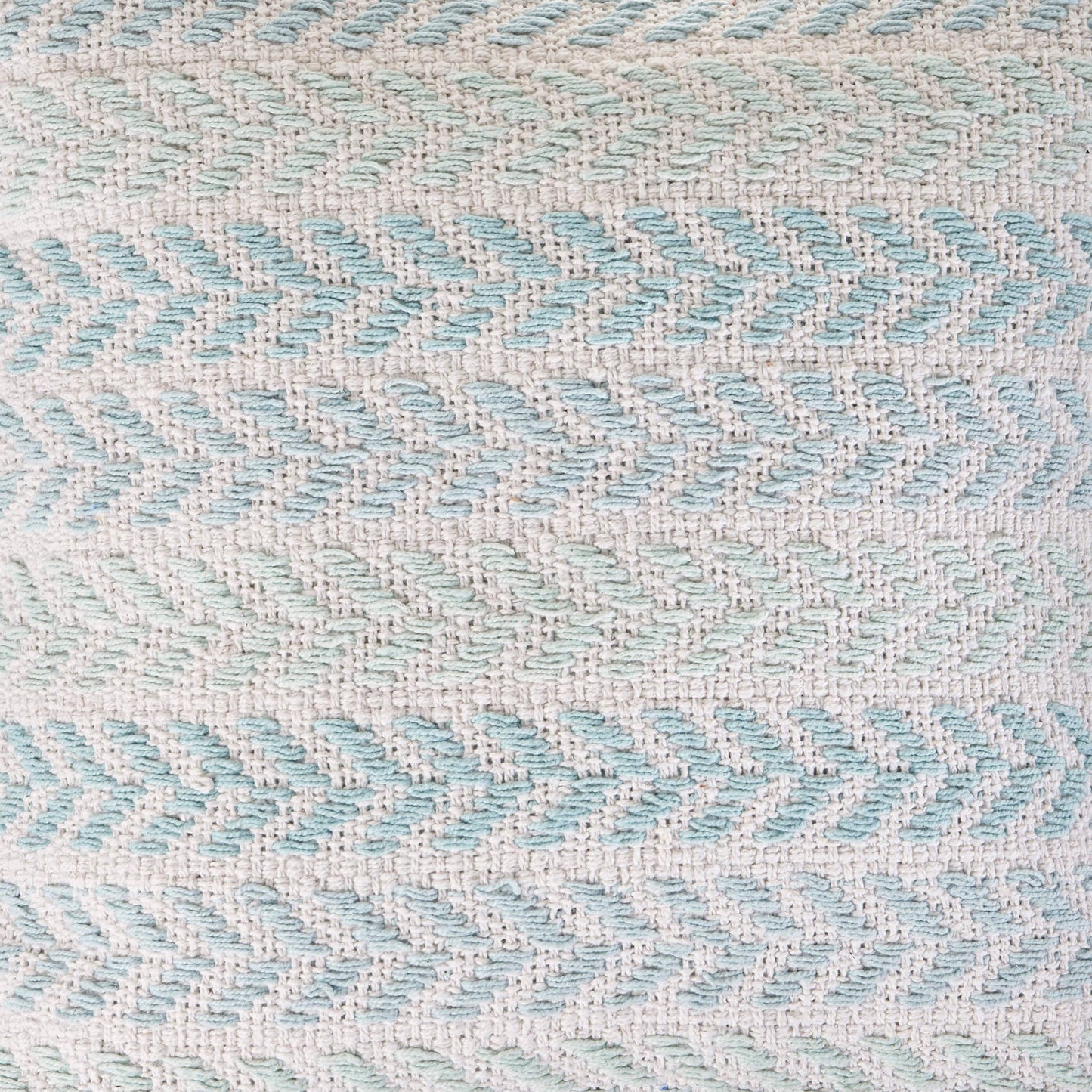 18" X 18" Light Blue And White 100% Cotton Chevron Zippered Pillow