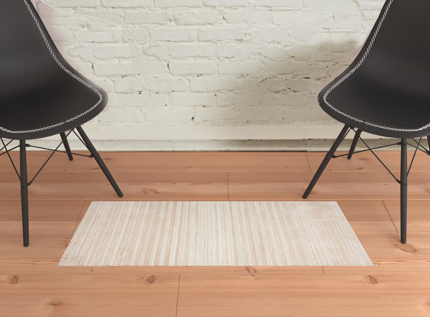 2' x 3' Beige Abstract Distressed Area Rug