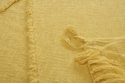 Yellow Woven Cotton Solid Color Throw Blanket