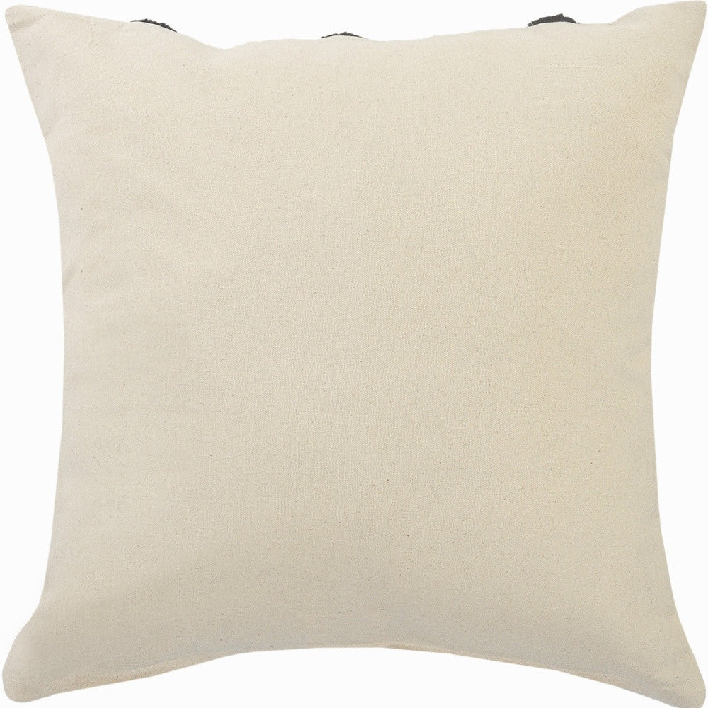 20" X 20" Cream And Black 100% Cotton Geometric Zippered Pillow