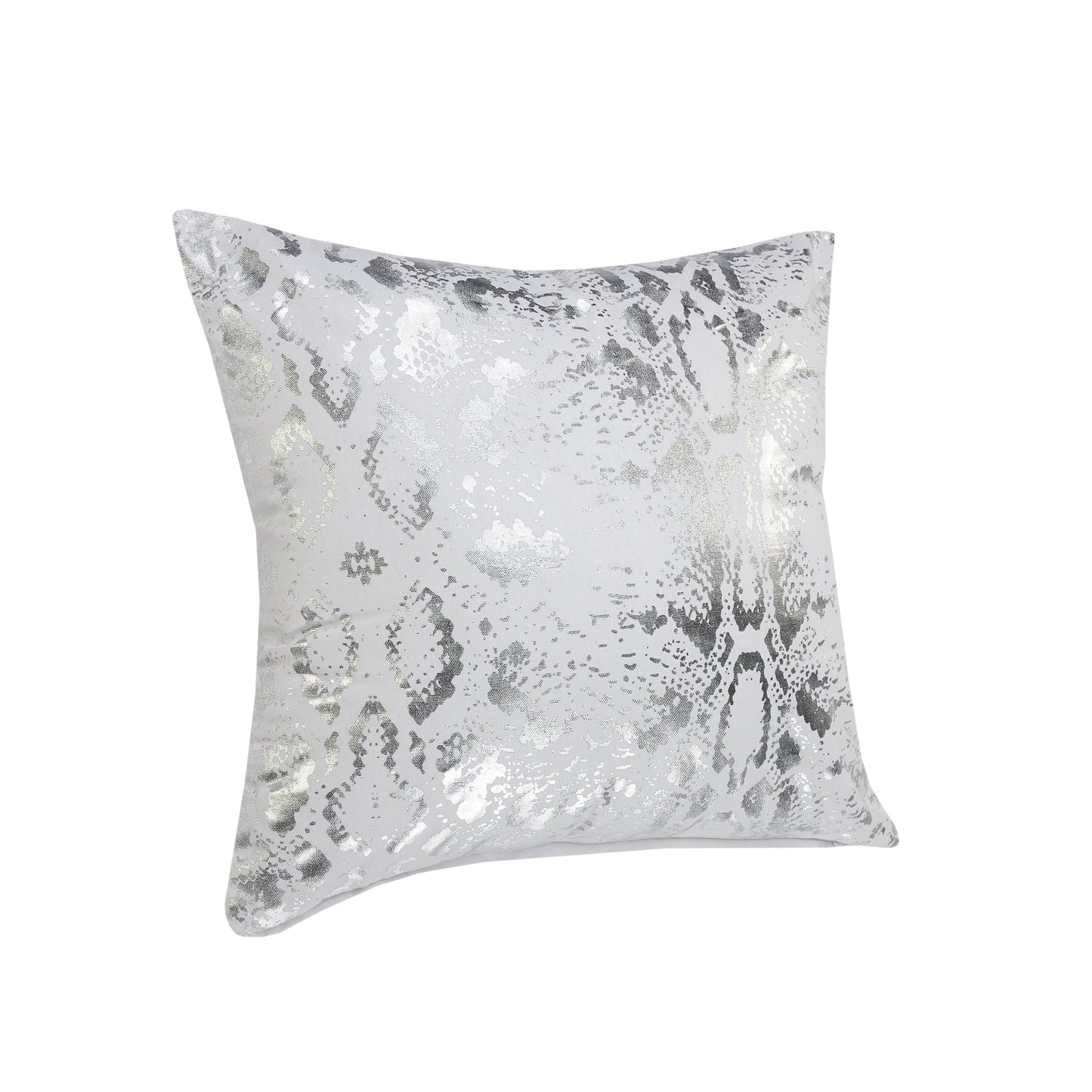 20" X 20" White And Silver 100% Cotton Animal Print Zippered Pillow