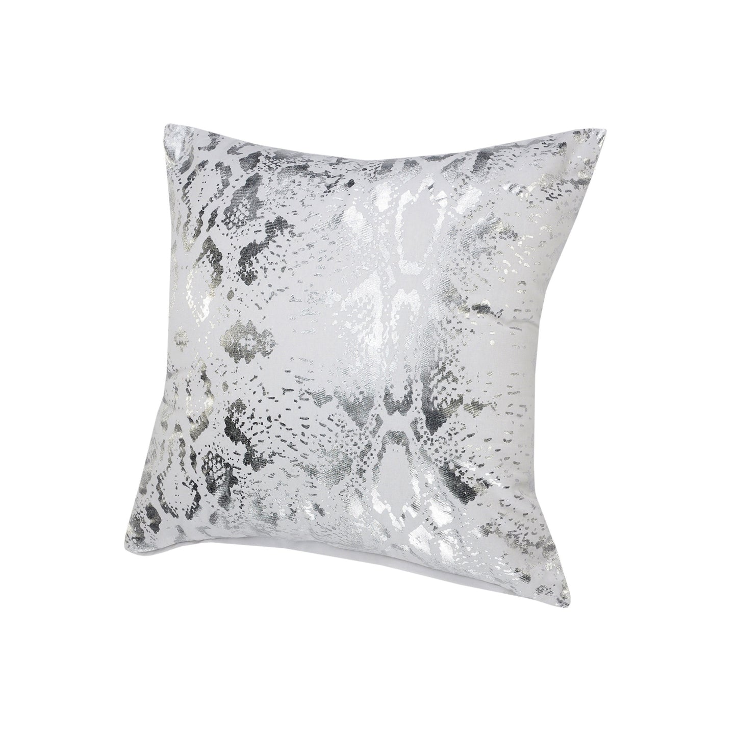 20" X 20" White And Silver 100% Cotton Animal Print Zippered Pillow