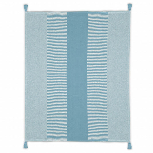 Blue Woven Cotton Striped Throw Blanket