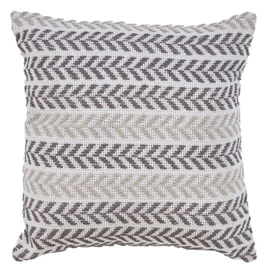 18" X 18" Gray and White Chevron Cotton Zippered Pillow