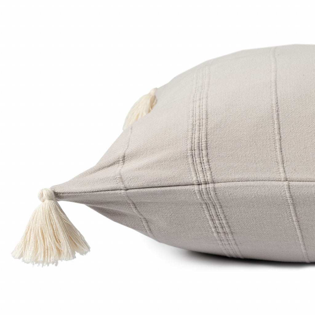 18" X 18" Beige 100% Cotton Zippered Pillow