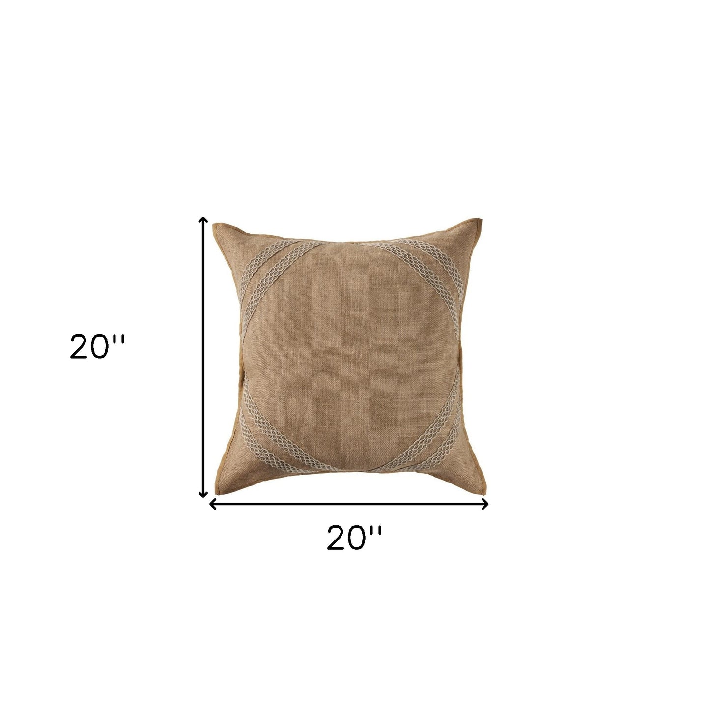 20" X 20" Brown And Tan 100% Cotton Diamond Zippered Pillow