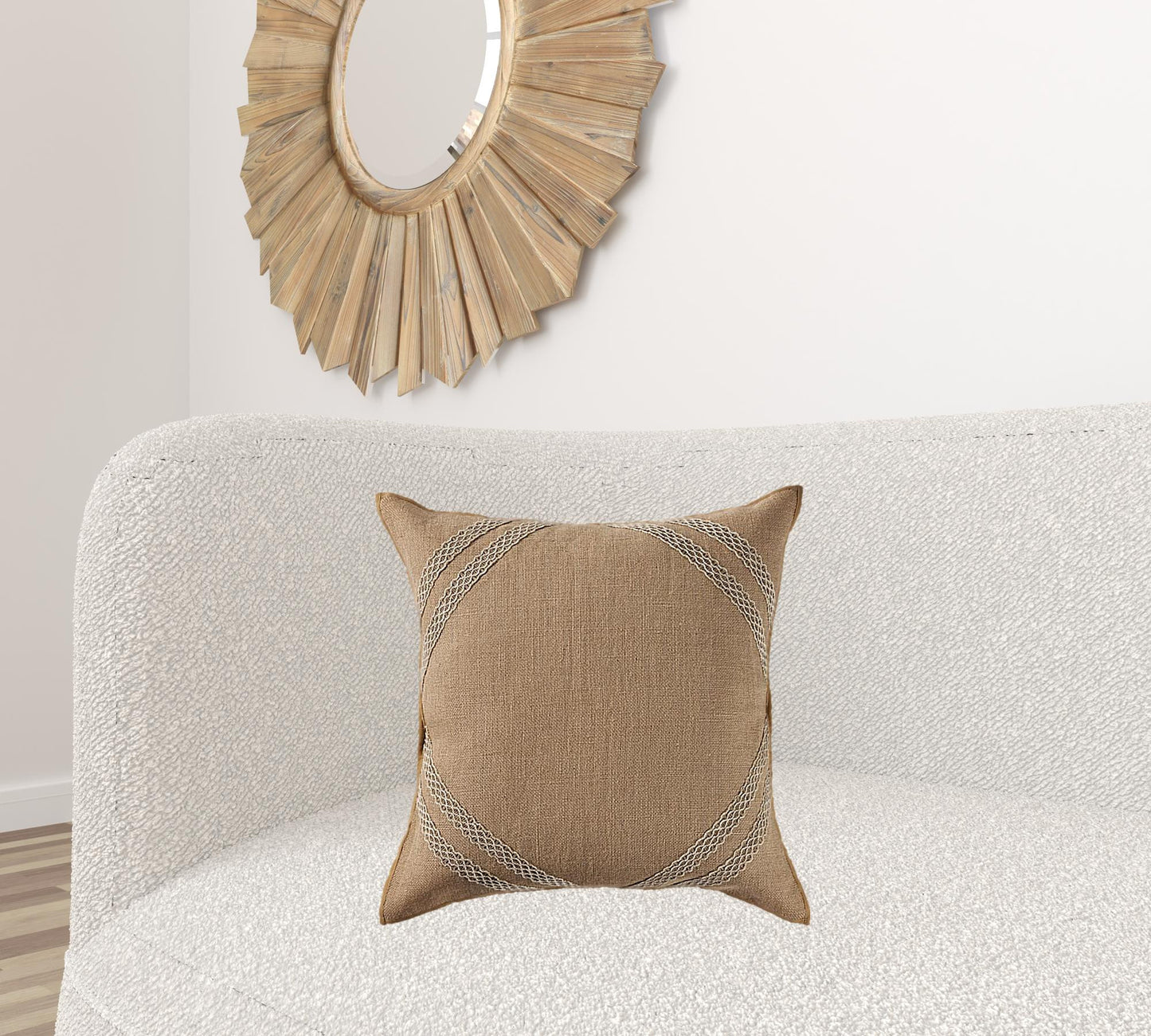 20" X 20" Brown And Tan 100% Cotton Diamond Zippered Pillow
