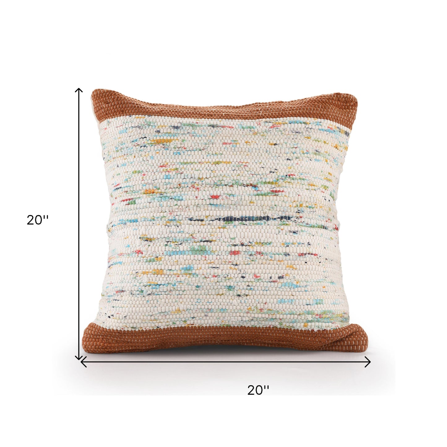 20" X 20" Brown and White Cotton Abstract Throw Pillow