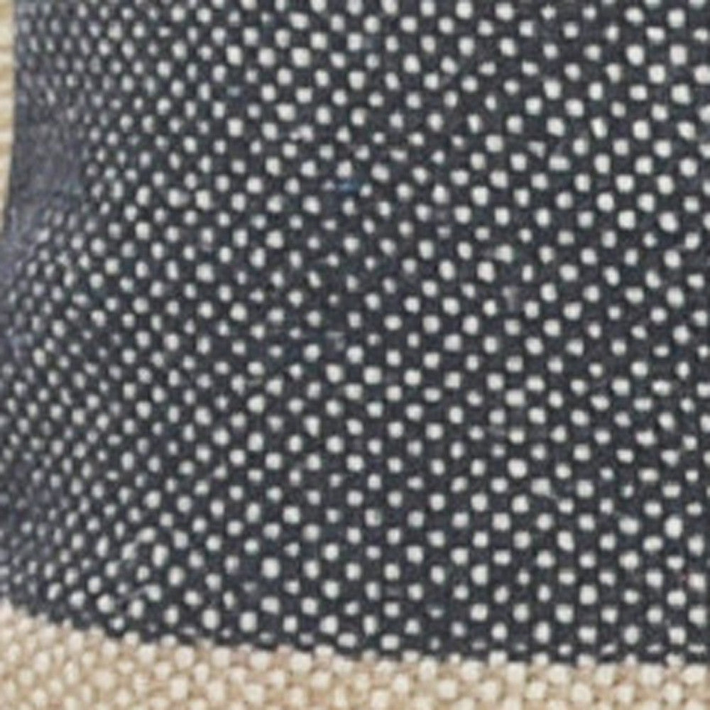 24" X 24" Denim Blue Tan And Taupe Jute Coastal Zippered Pillow