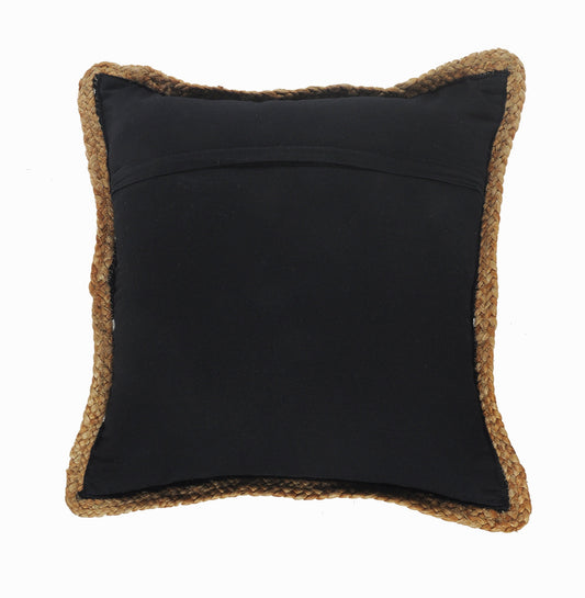 18" X 18" Black White And Tan 100% Cotton Striped Zippered Pillow