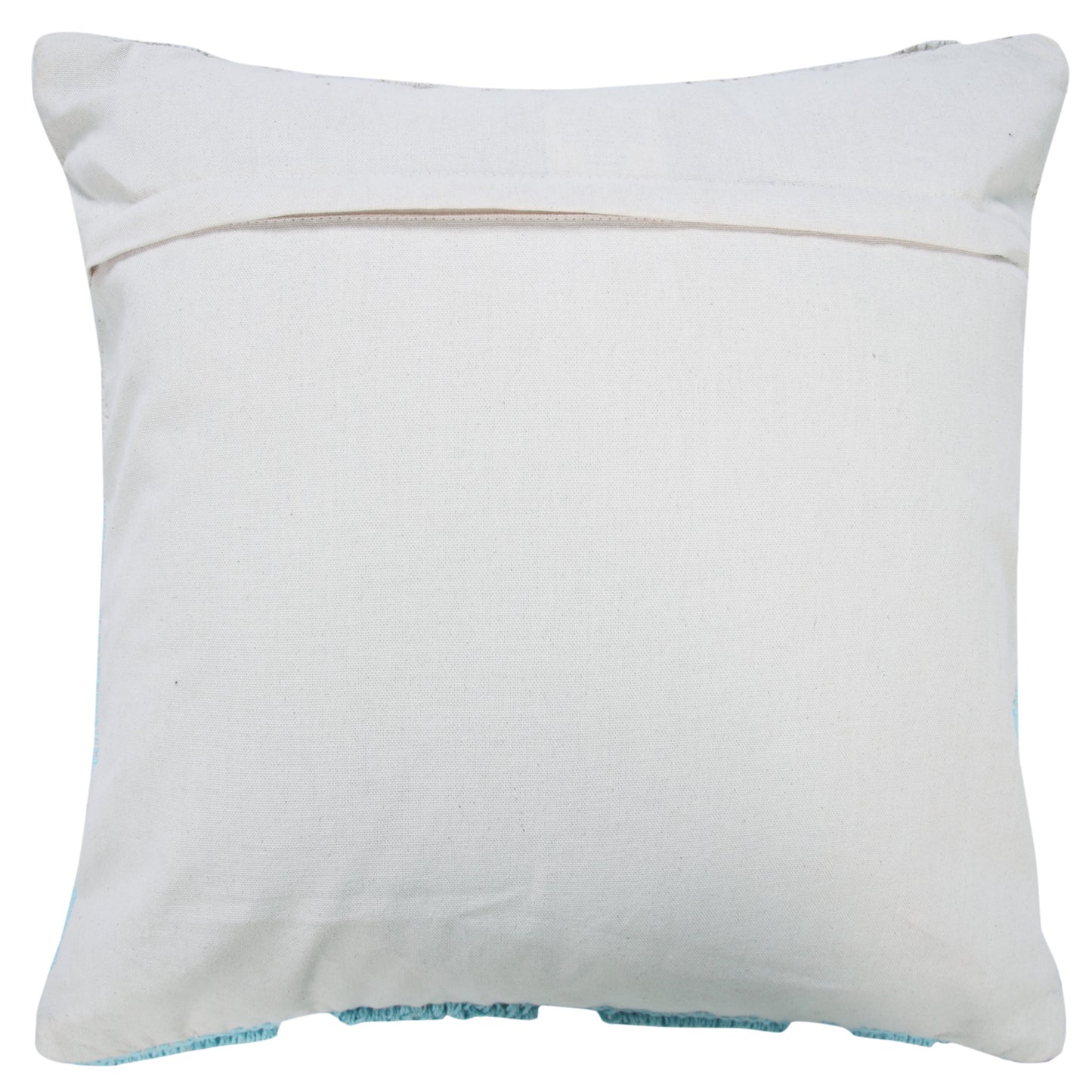 20" X 20" Bright Blue And Off-White 100% Cotton Geometric Zippered Pillow