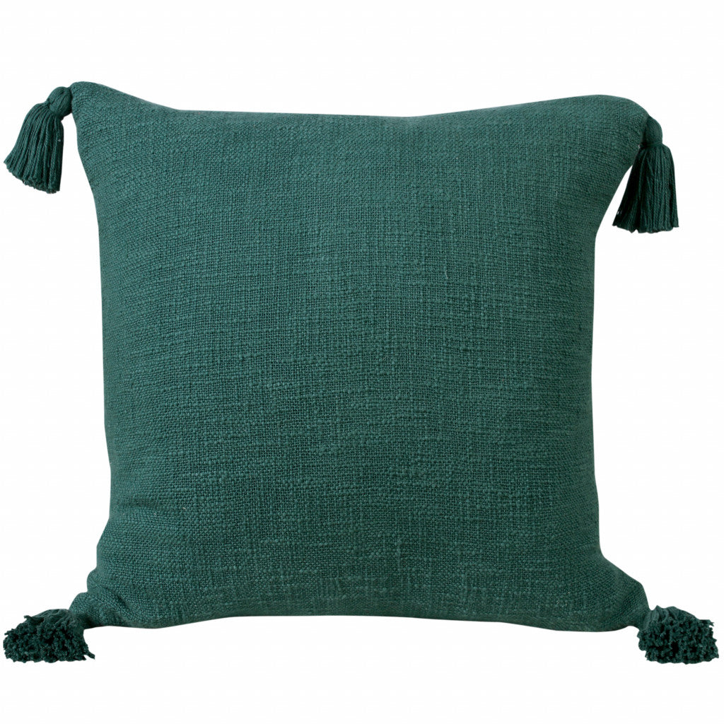 20" X 20" Emerald Green 100% Cotton Zippered Pillow