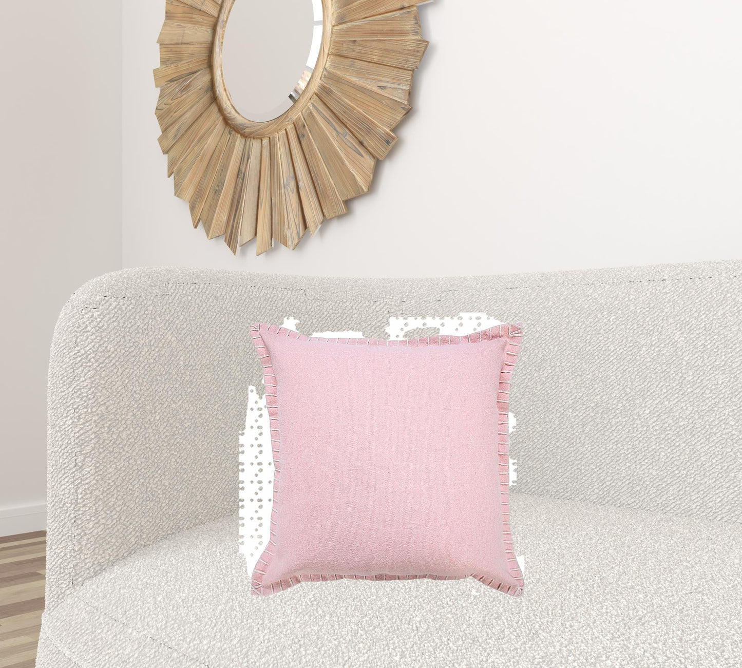 20" X 20" Light Pink 100% Cotton Zippered Pillow