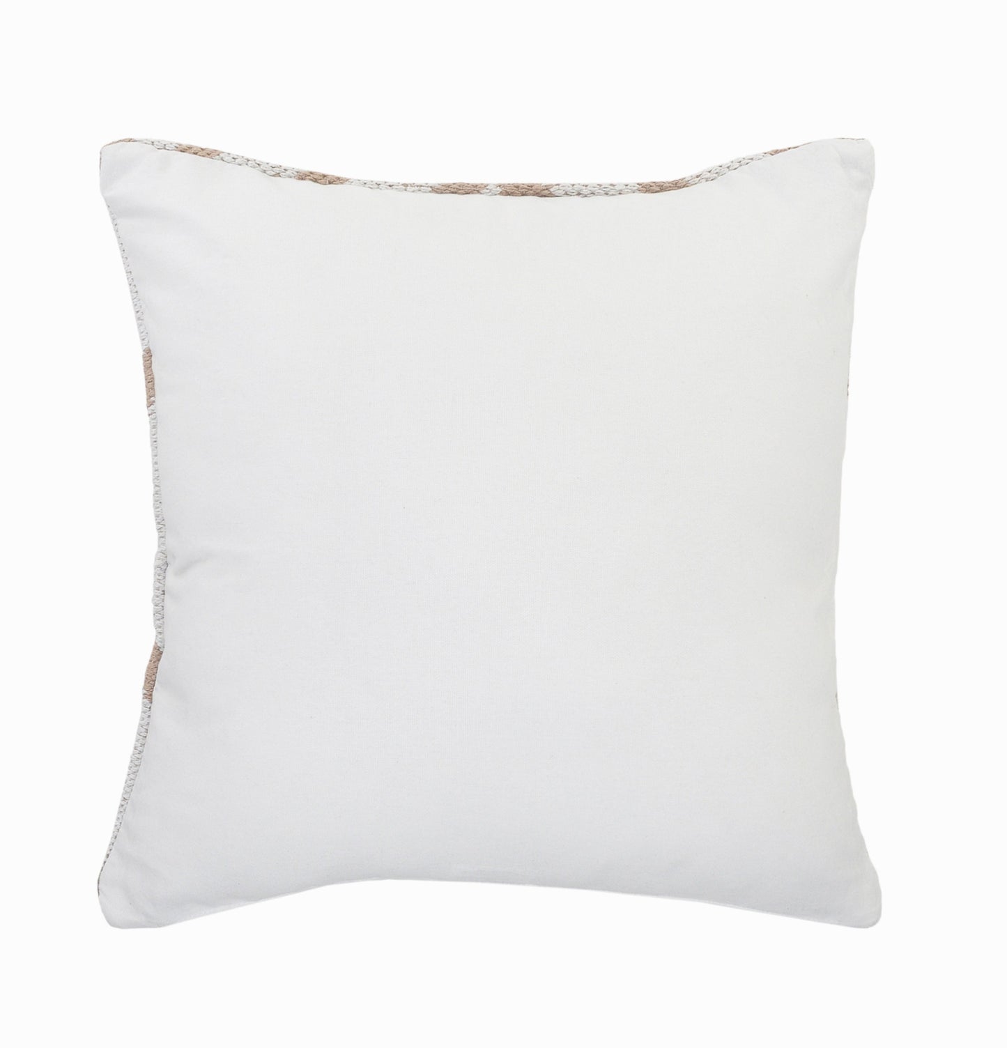 20" X 20" White And Tan 100% Cotton Geometric Zippered Pillow