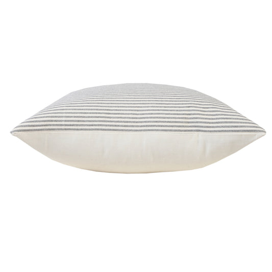 20" X 20" Gray And White 100% Cotton Striped Zippered Pillow