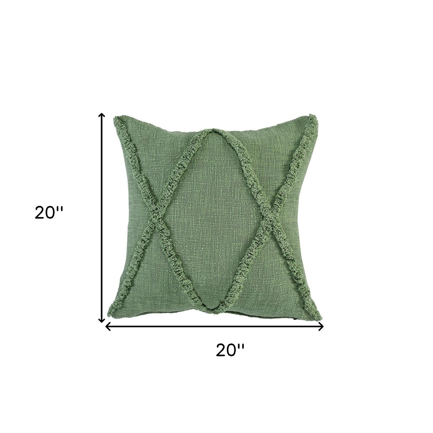 20" X 20" Forest Green Diamond Cotton Zippered Pillow
