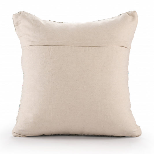 20" X 20" Blue and Off White Abstract Cotton Pillow