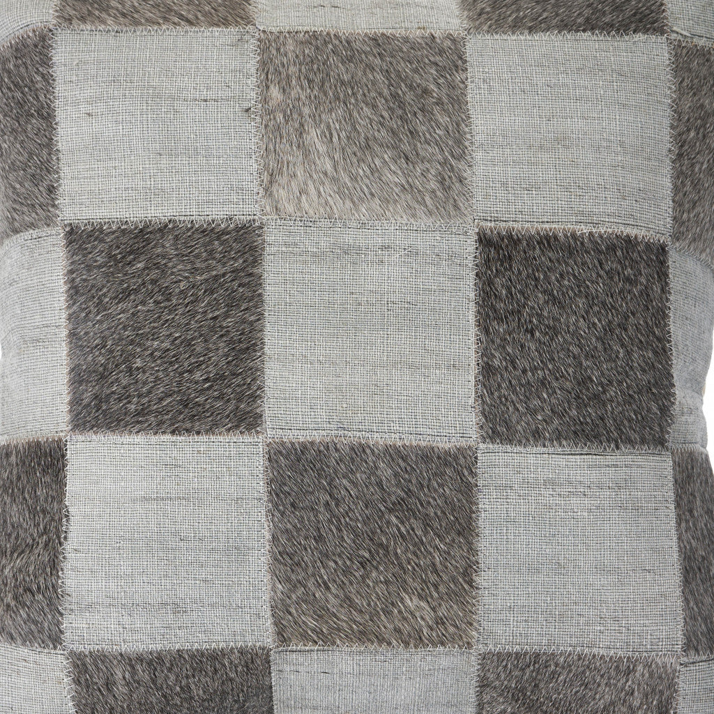 20" X 20" Silver And Brown 100% Wool Geometric Zippered Pillow
