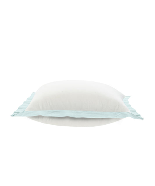 20" X 20" White And Icy Blue 100% Cotton Geometric Zippered Pillow