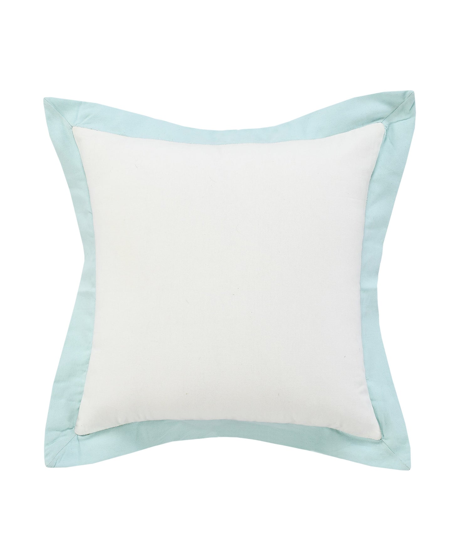 20" X 20" White And Icy Blue 100% Cotton Geometric Zippered Pillow